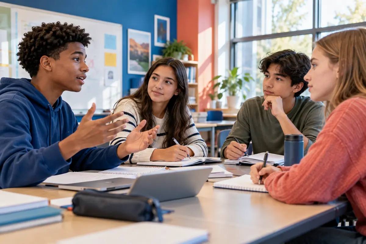 Students participating in a thoughtful structured debate